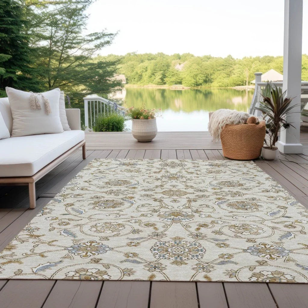 LOOMLAN Rugs Irene Ivory Washable Indoor-Outdoor Rug