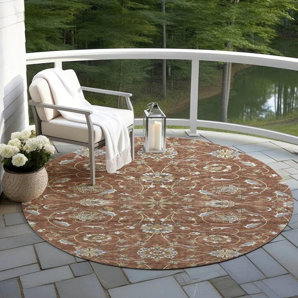 LOOMLAN Rugs Irene Orange Washable Indoor-Outdoor Rug