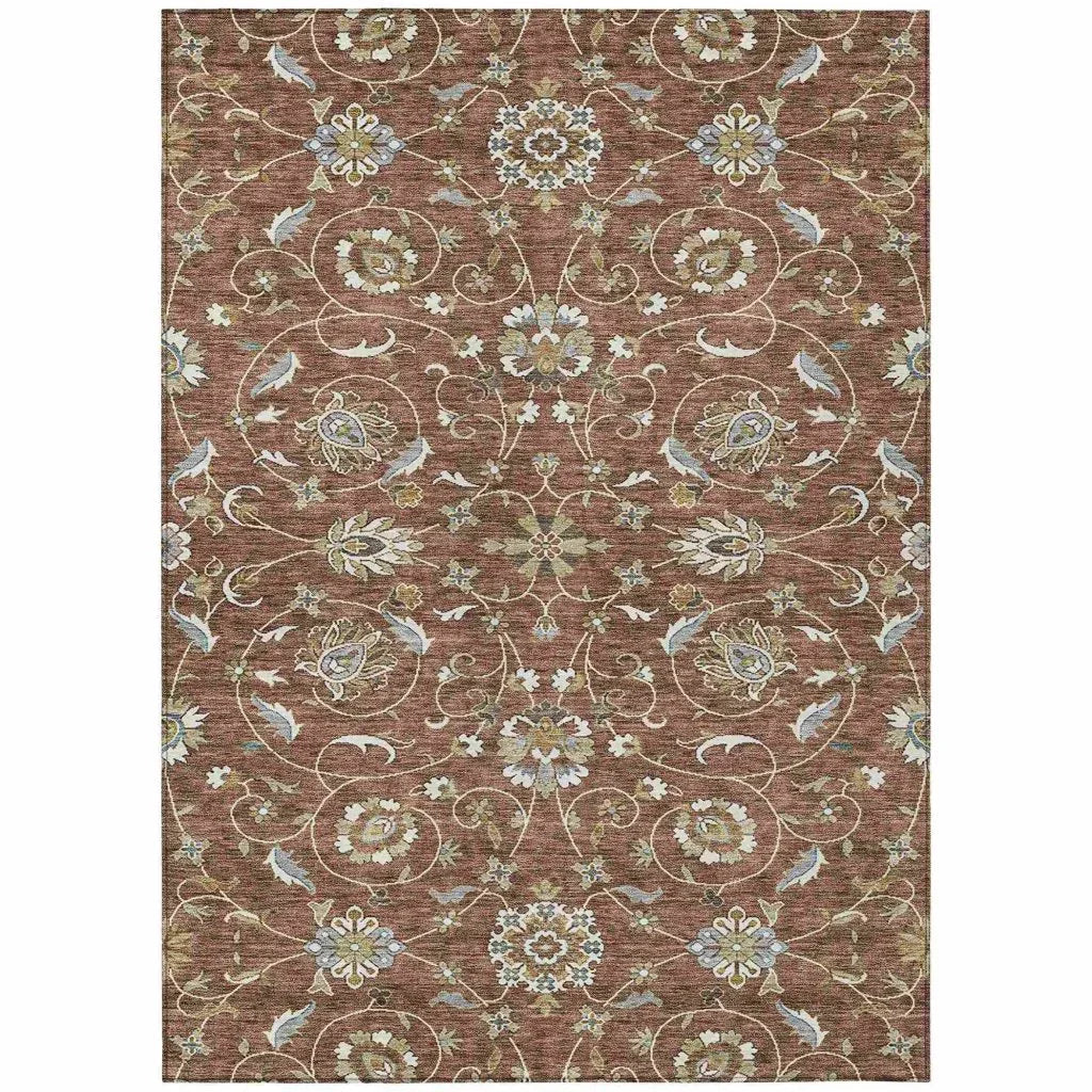 LOOMLAN Rugs Irene Orange Washable Indoor-Outdoor Rug