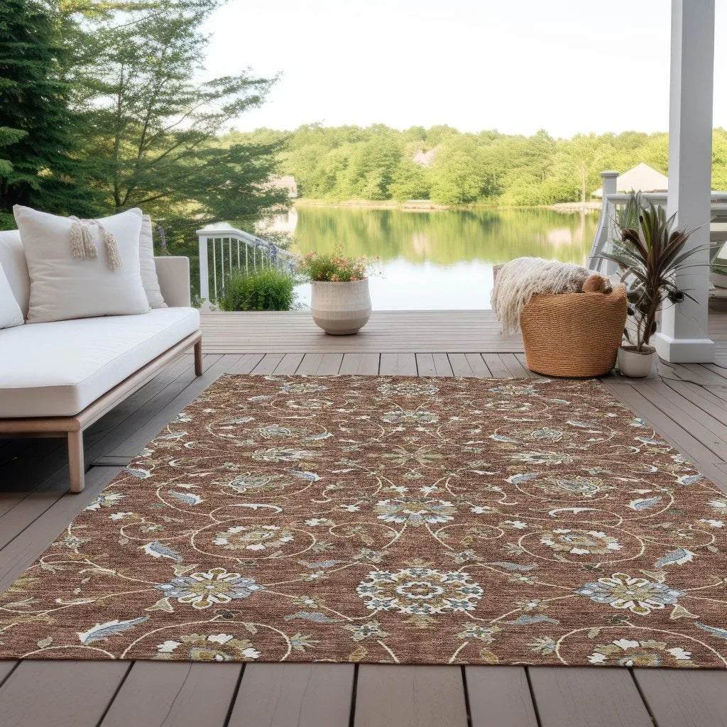 LOOMLAN Rugs Irene Orange Washable Indoor-Outdoor Rug