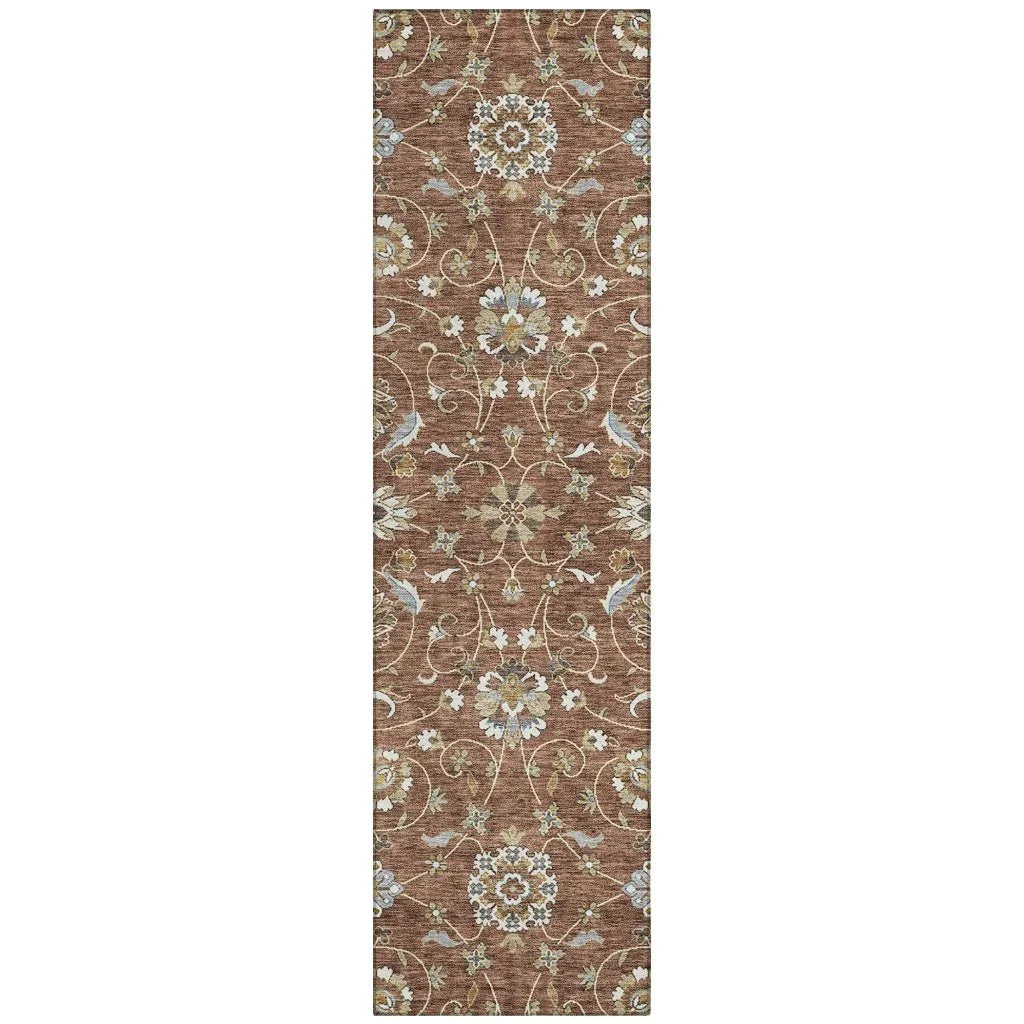 LOOMLAN Rugs Irene Orange Washable Indoor-Outdoor Rug