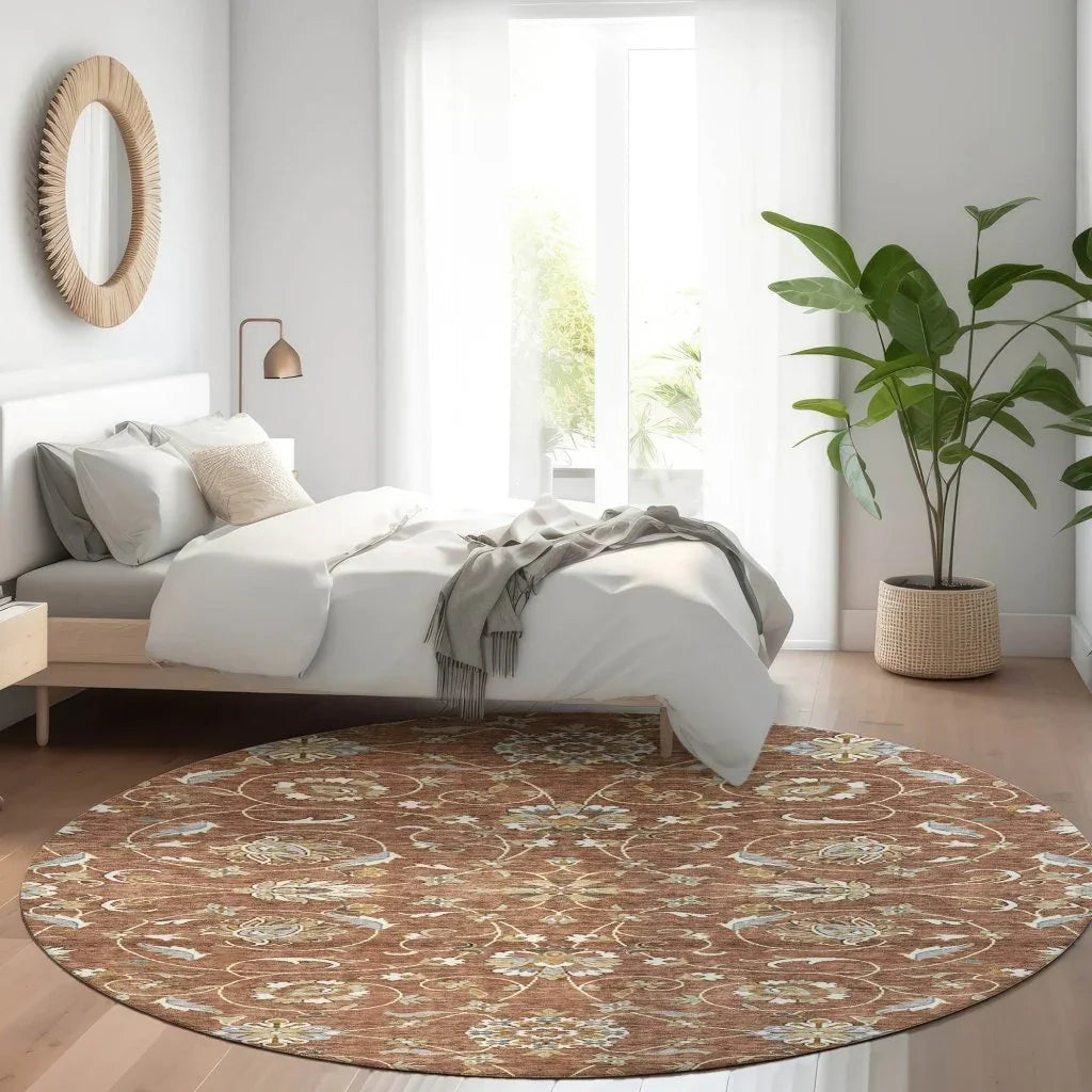 LOOMLAN Rugs Irene Orange Washable Indoor-Outdoor Rug