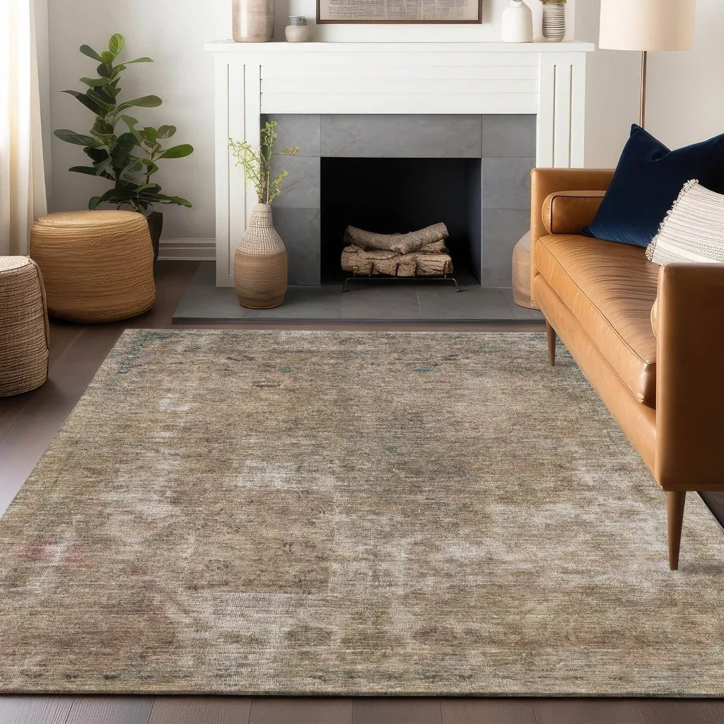LOOMLAN Rugs Isadorae Brown Washable Indoor-Outdoor Rug
