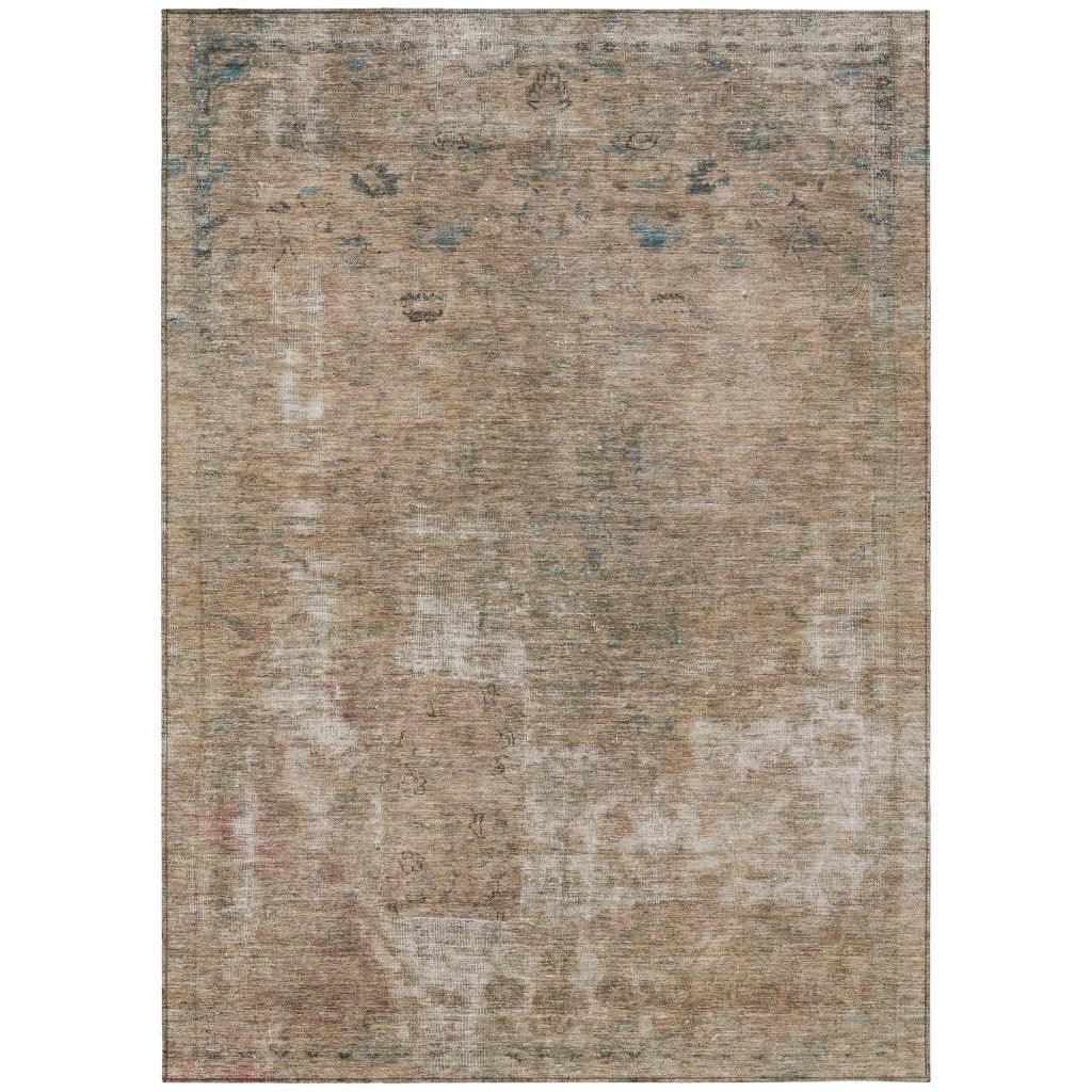 LOOMLAN Rugs Isadorae Brown Washable Indoor-Outdoor Rug