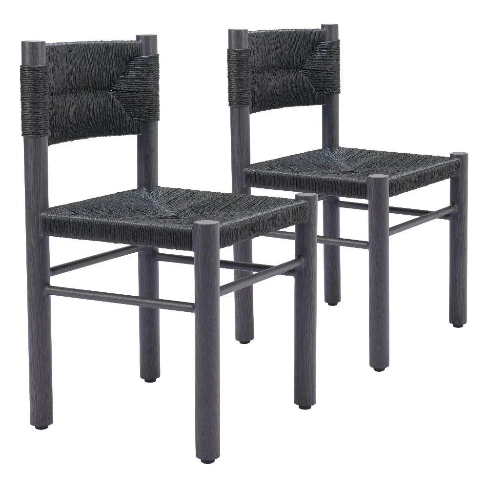 Iska Aluminum Black Armless Dining Chair 2PC - LOOMLAN - Zuo Modern - Outdoor Dining Chairs