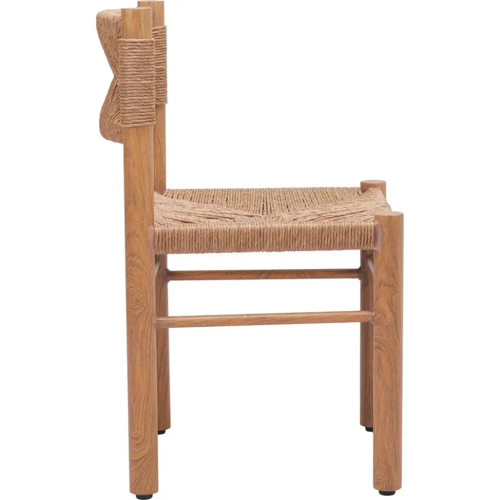 Iska Natural Wood Armless Dining Chair 2PC - LOOMLAN - Zuo Modern - Outdoor Dining Chairs