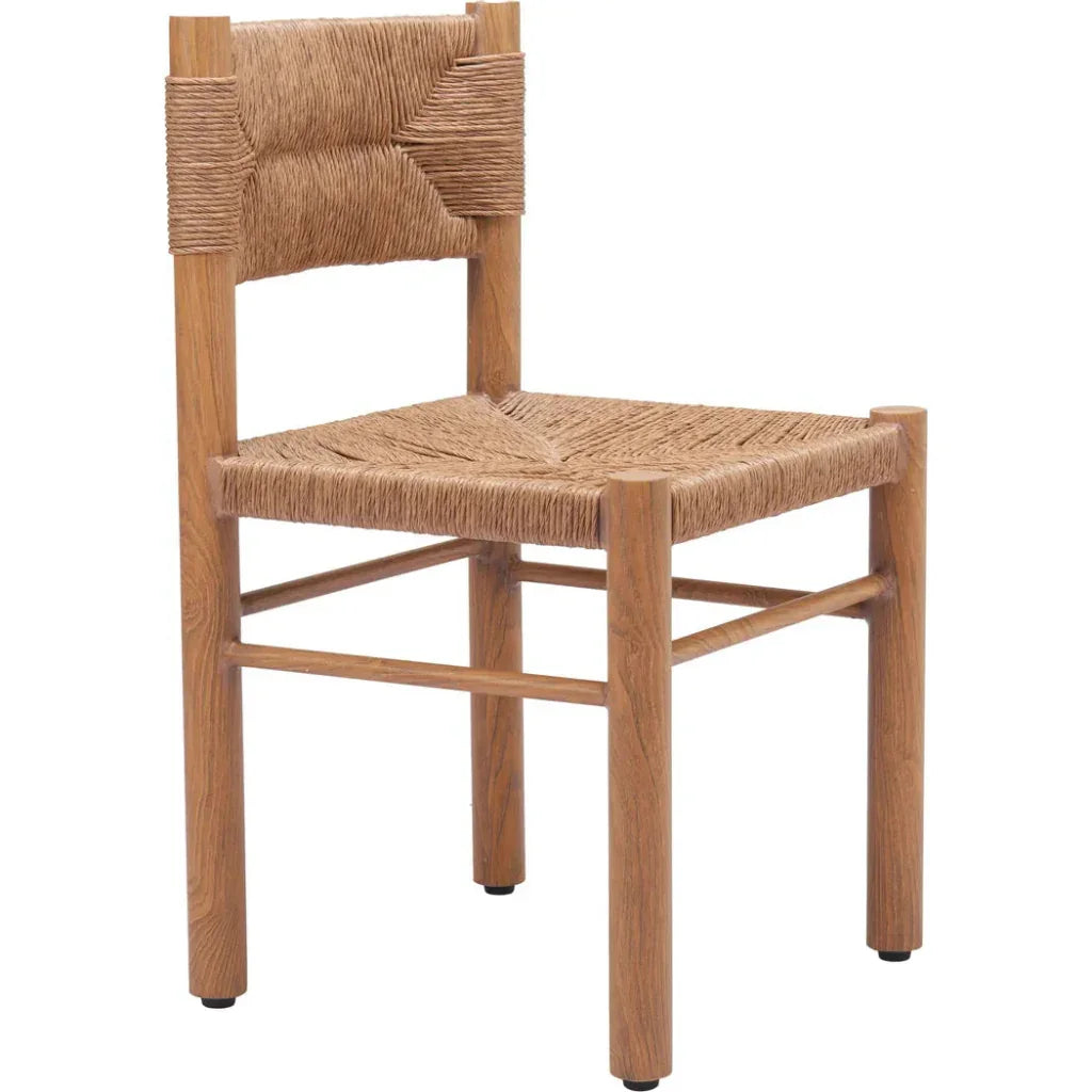 Iska Natural Wood Armless Dining Chair 2PC - LOOMLAN - Zuo Modern - Outdoor Dining Chairs