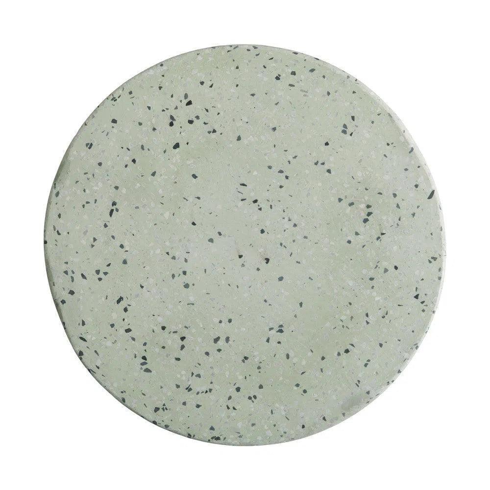 Emissary Jag 18.5 in. Round Pale Green Terrazzo Garden Stool
