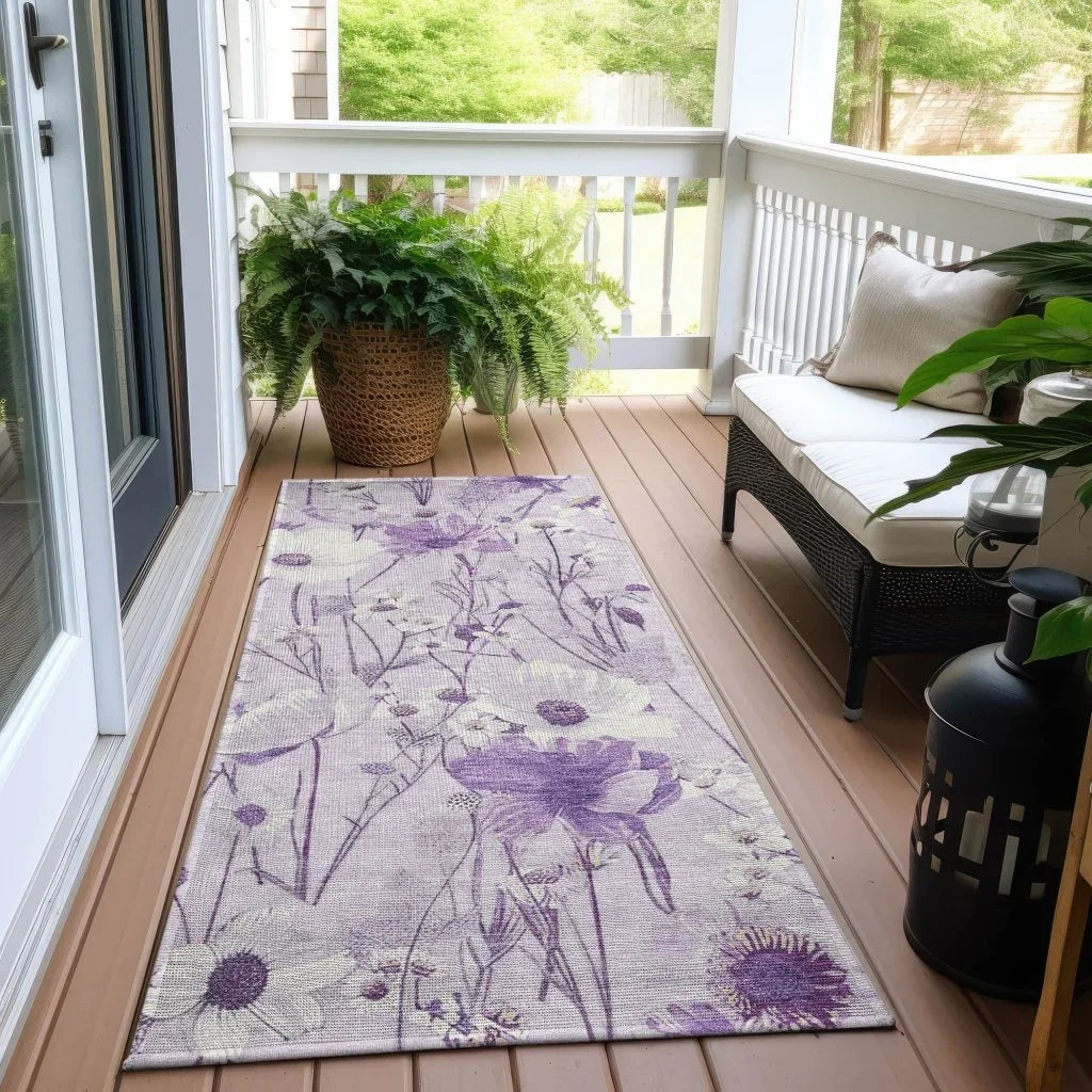 LOOMLAN Rugs Jameera Purple Washable Indoor-Outdoor Rug