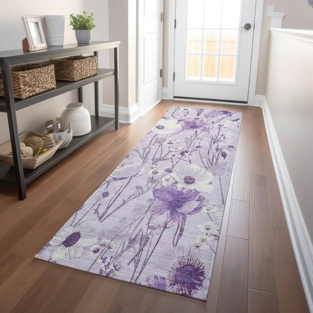 LOOMLAN Rugs Jameera Purple Washable Indoor-Outdoor Rug