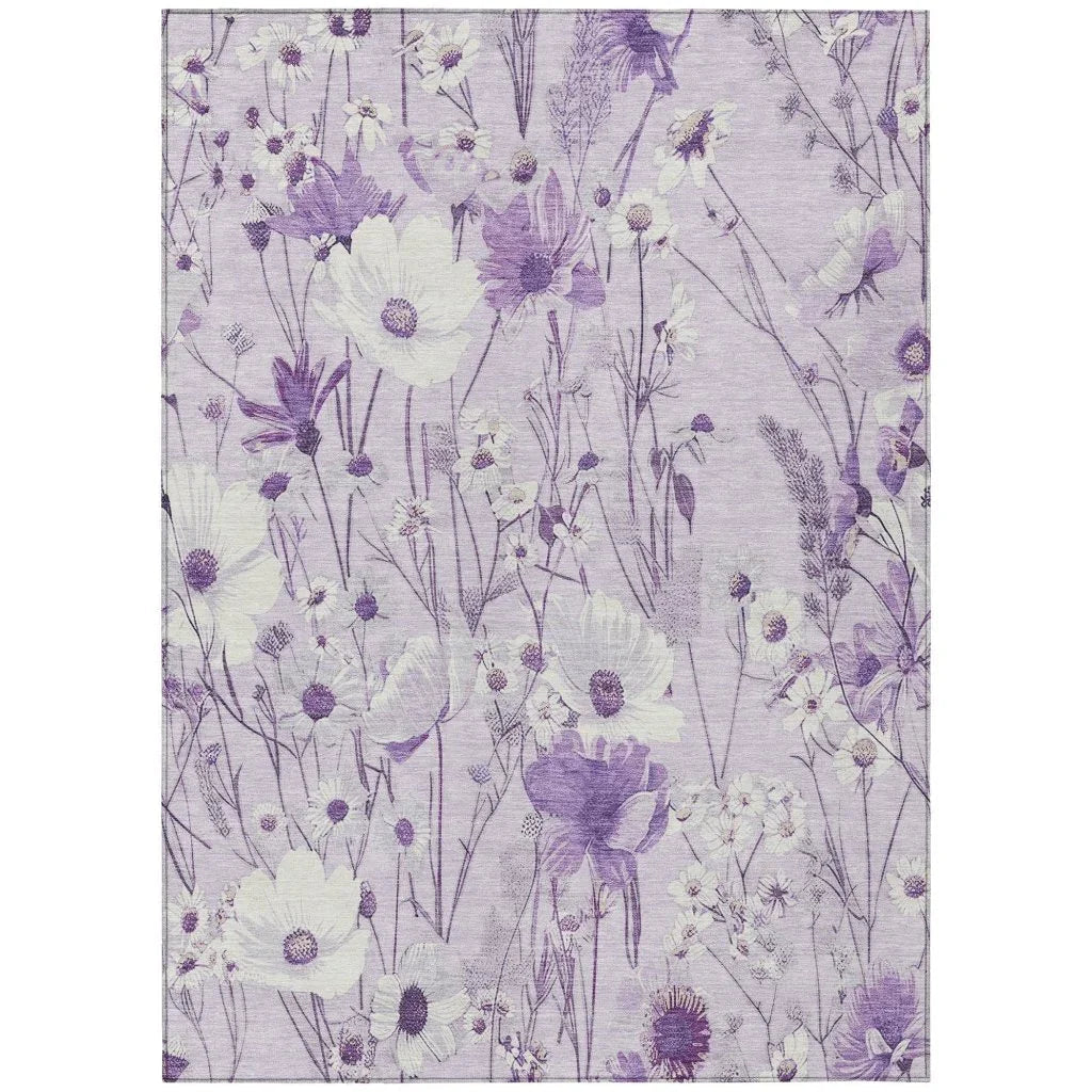 LOOMLAN Rugs Jameera Purple Washable Indoor-Outdoor Rug