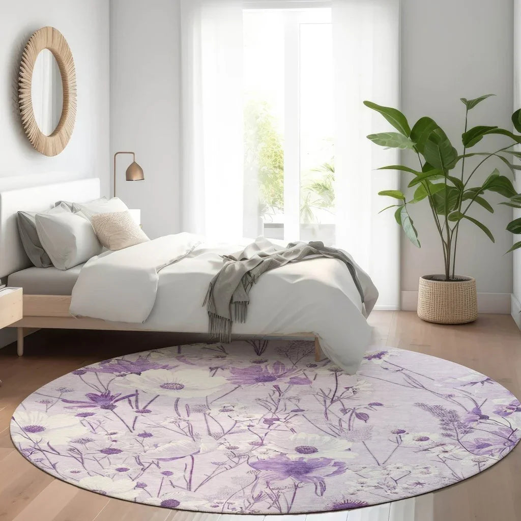 LOOMLAN Rugs Jameera Purple Washable Indoor-Outdoor Rug