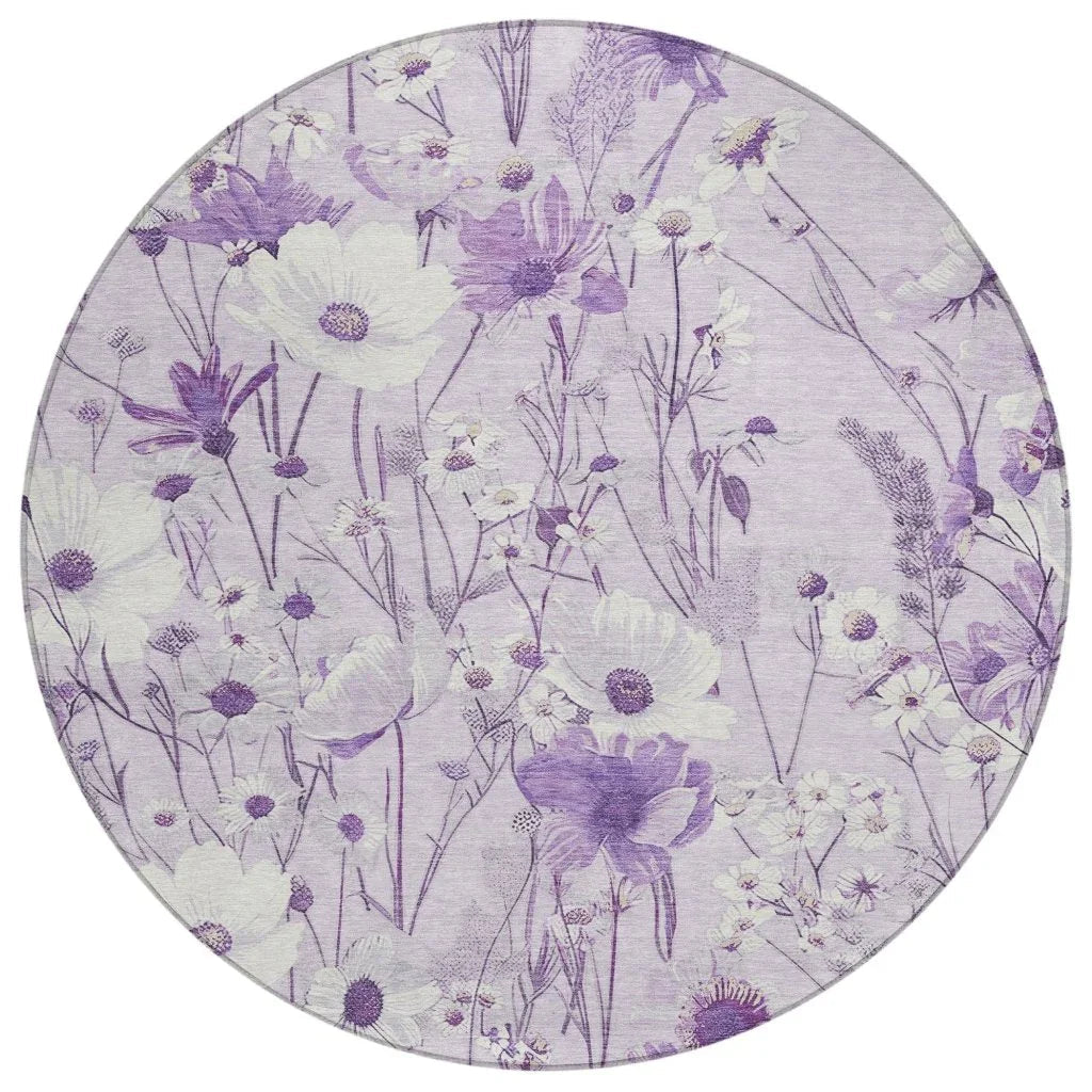 LOOMLAN Rugs Jameera Purple Washable Indoor-Outdoor Rug