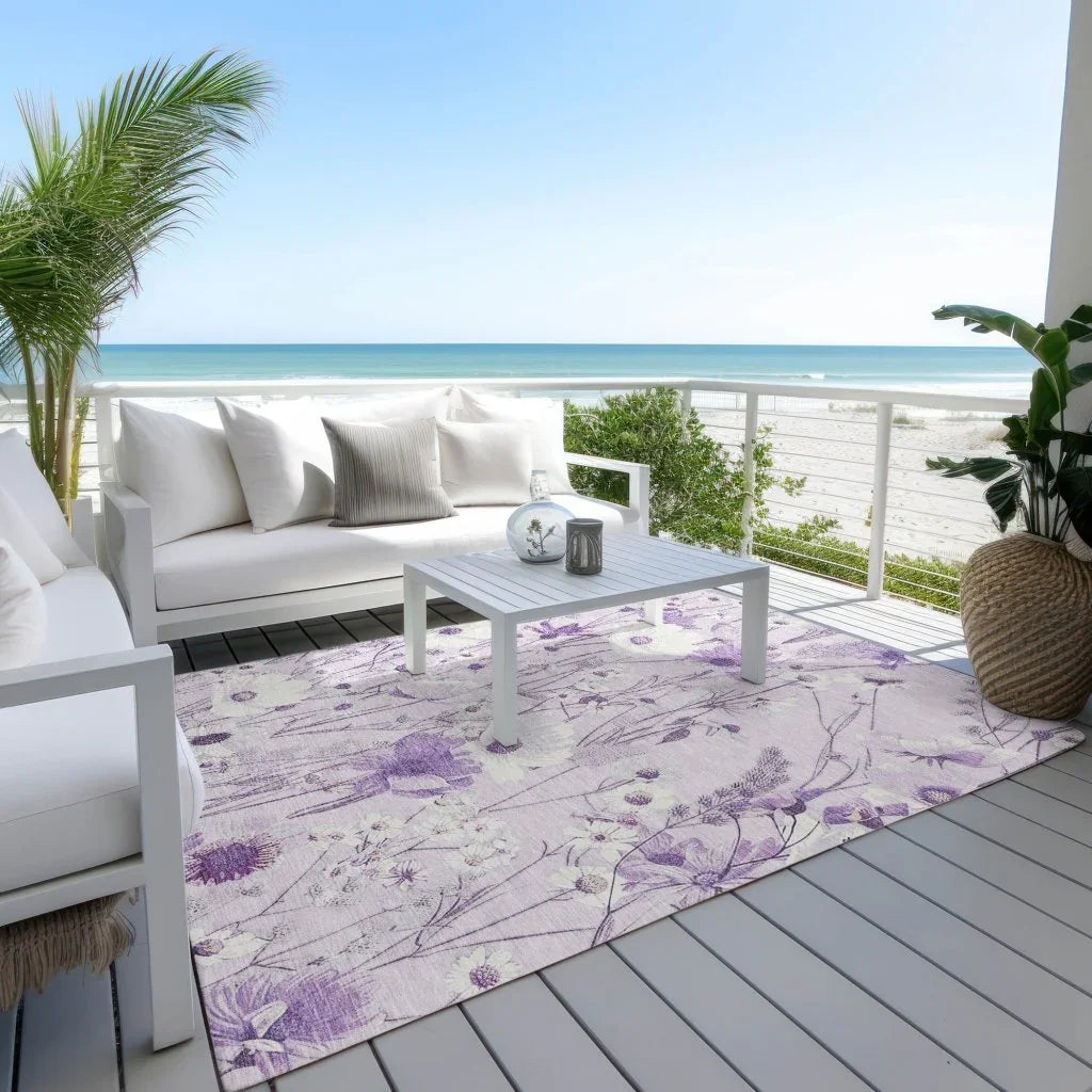 LOOMLAN Rugs Jameera Purple Washable Indoor-Outdoor Rug