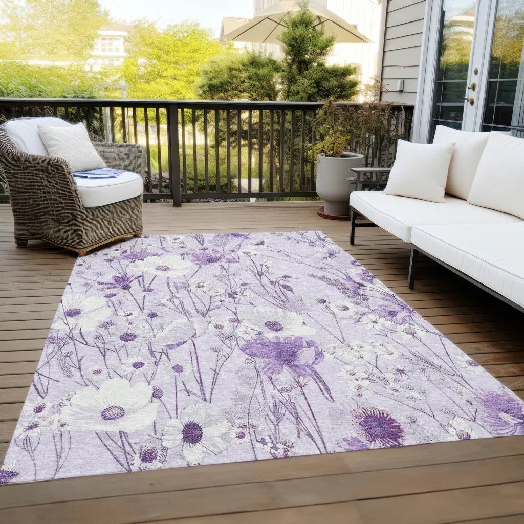 LOOMLAN Rugs Jameera Purple Washable Indoor-Outdoor Rug