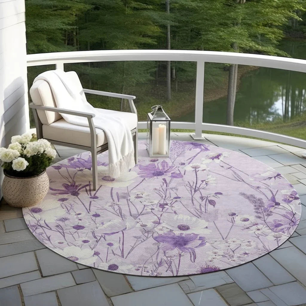 LOOMLAN Rugs Jameera Purple Washable Indoor-Outdoor Rug