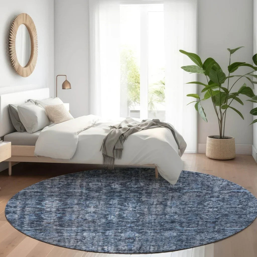 LOOMLAN Rugs Jane Blue Washable Indoor-Outdoor Rug