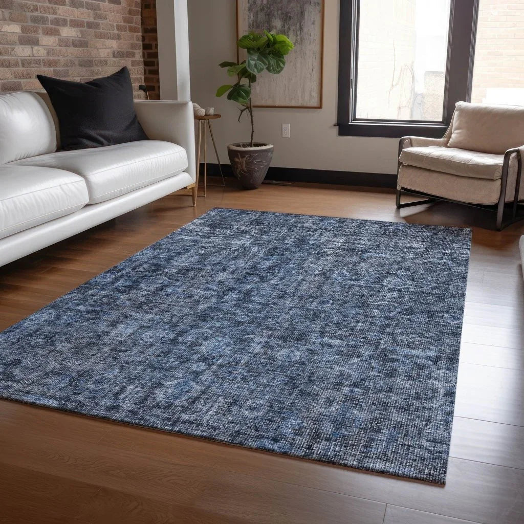 LOOMLAN Rugs Jane Blue Washable Indoor-Outdoor Rug