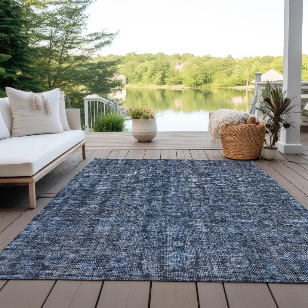 LOOMLAN Rugs Jane Blue Washable Indoor-Outdoor Rug