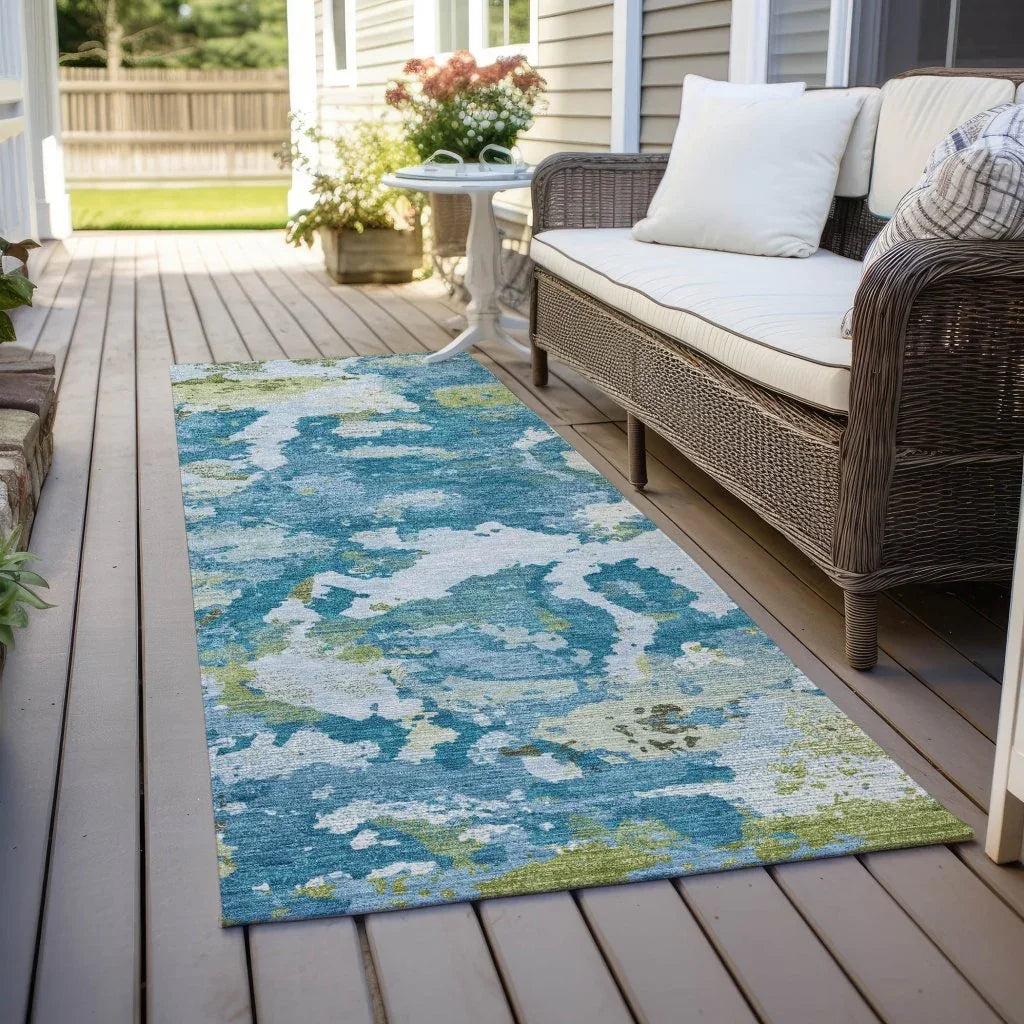 LOOMLAN Rugs Jetra Blue Washable Indoor-Outdoor Rug