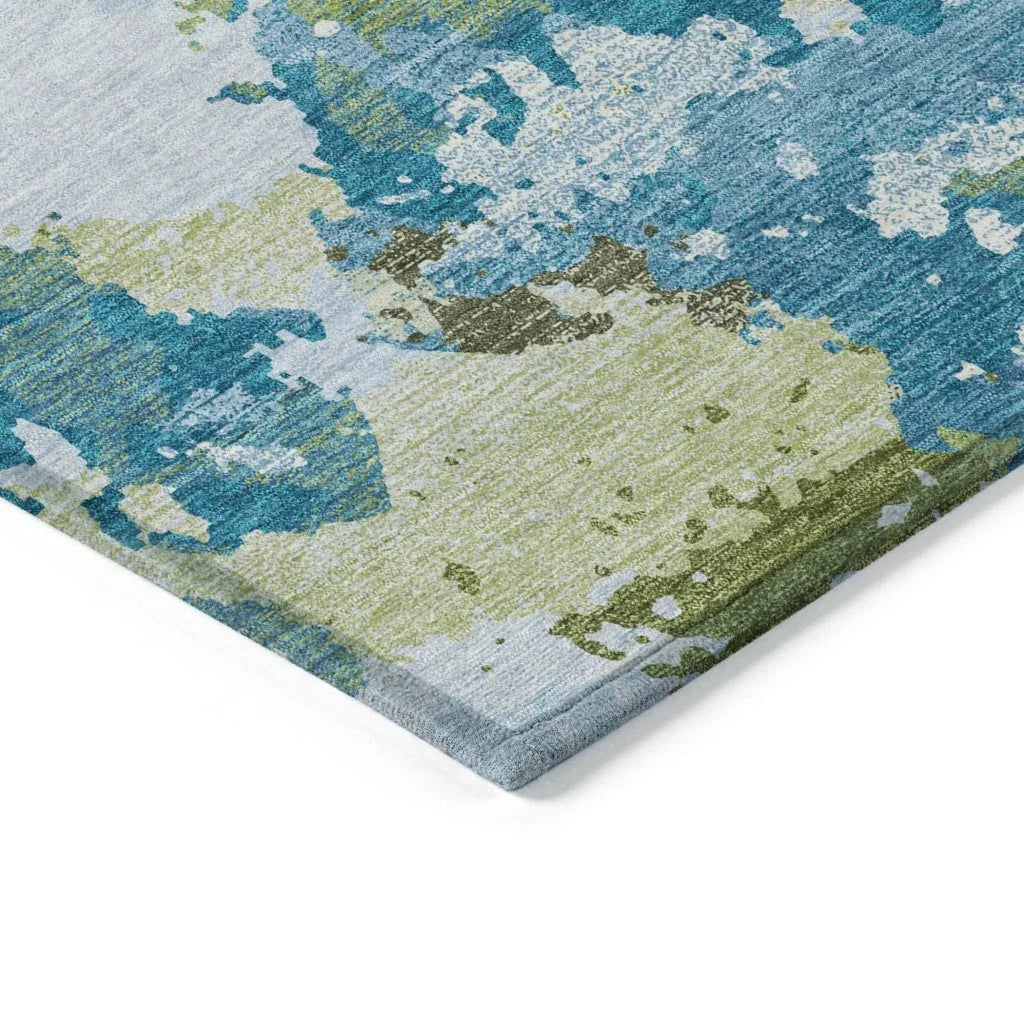 LOOMLAN Rugs Jetra Blue Washable Indoor-Outdoor Rug