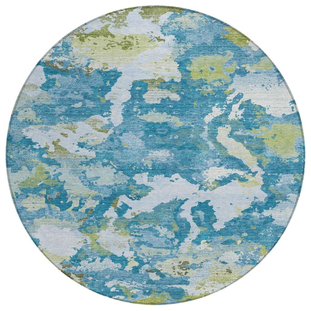 LOOMLAN Rugs Jetra Blue Washable Indoor-Outdoor Rug