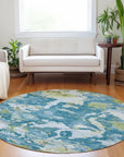 LOOMLAN Rugs Jetra Blue Washable Indoor-Outdoor Rug