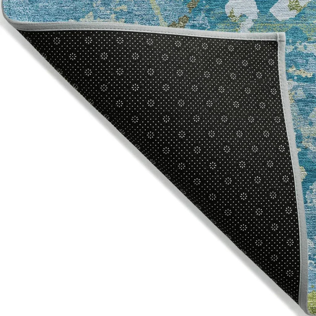 LOOMLAN Rugs Jetra Blue Washable Indoor-Outdoor Rug