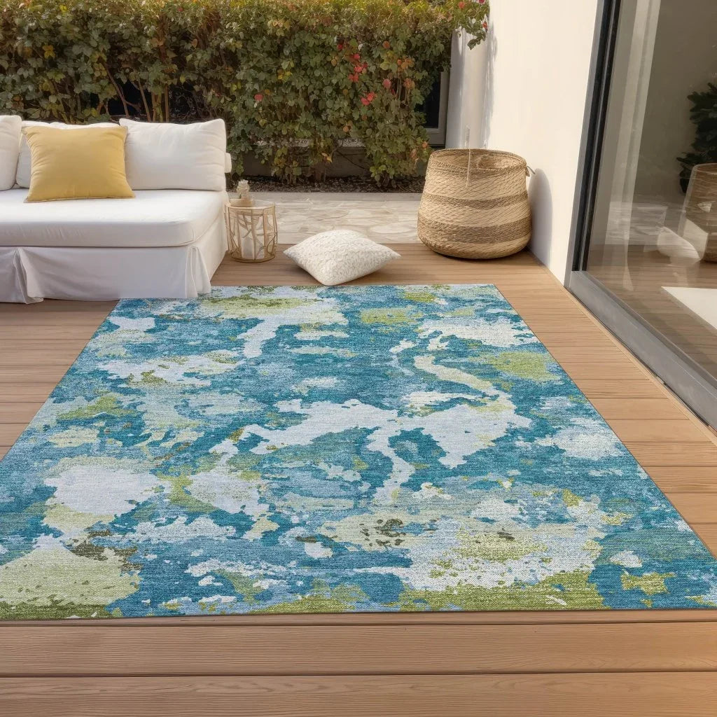 LOOMLAN Rugs Jetra Blue Washable Indoor-Outdoor Rug