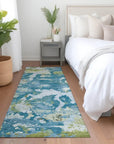 LOOMLAN Rugs Jetra Blue Washable Indoor-Outdoor Rug
