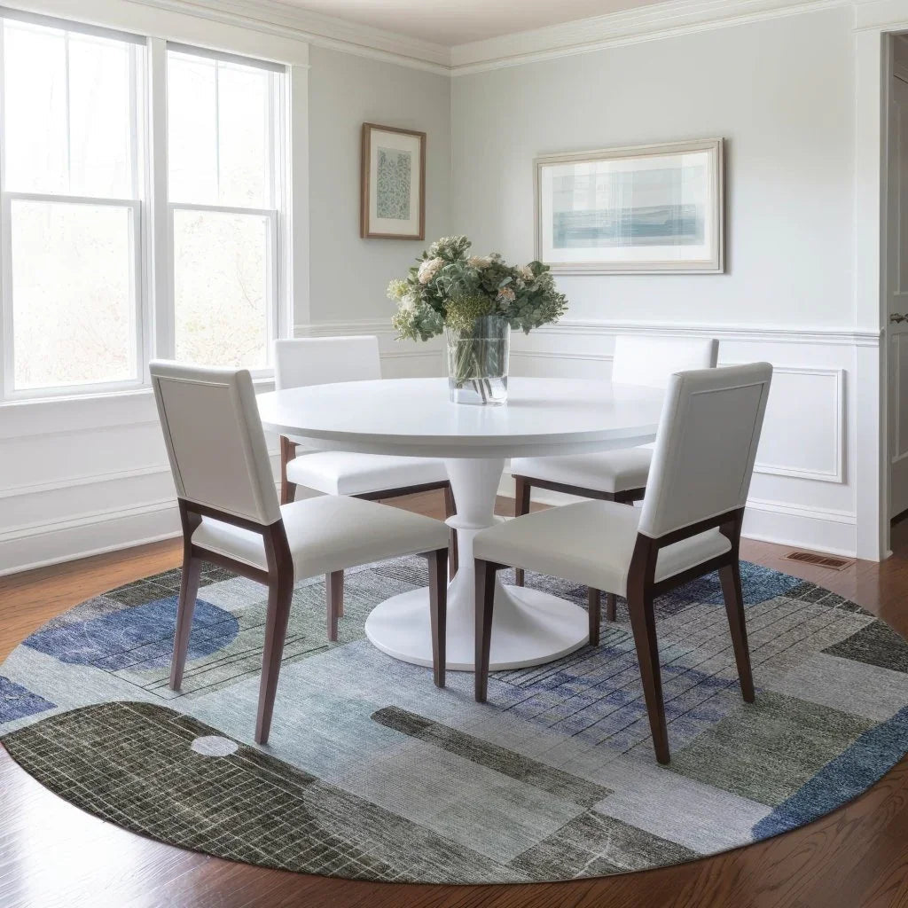 LOOMLAN Rugs Jude Blue Washable Indoor-Outdoor Rug