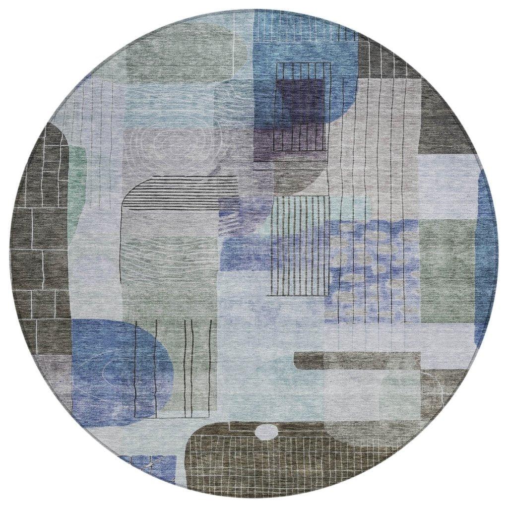 LOOMLAN Rugs Jude Blue Washable Indoor-Outdoor Rug