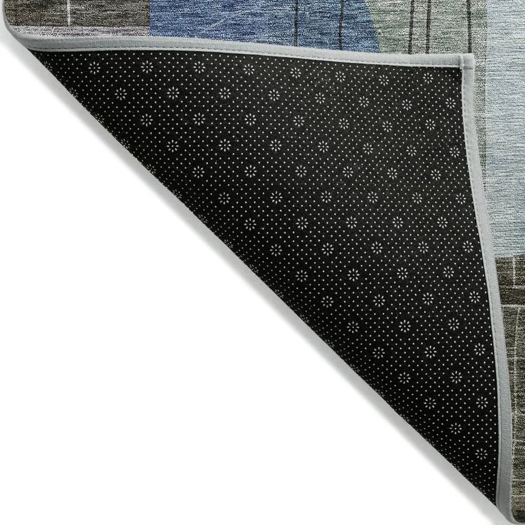 LOOMLAN Rugs Jude Blue Washable Indoor-Outdoor Rug