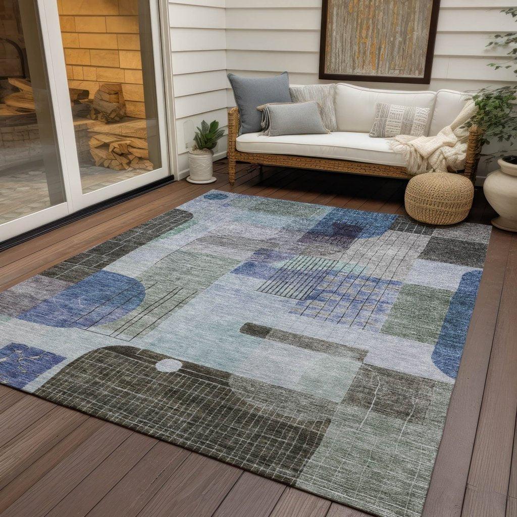 LOOMLAN Rugs Jude Blue Washable Indoor-Outdoor Rug