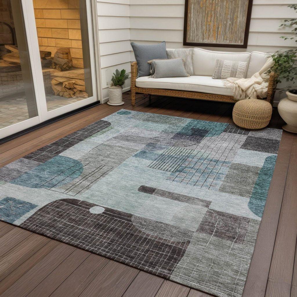 LOOMLAN Rugs Jude Teal Washable Indoor-Outdoor Rug