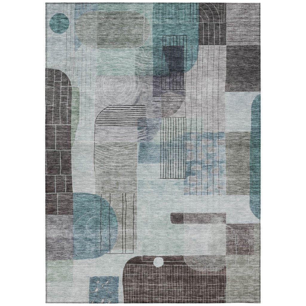 LOOMLAN Rugs Jude Teal Washable Indoor-Outdoor Rug