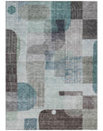 LOOMLAN Rugs Jude Teal Washable Indoor-Outdoor Rug
