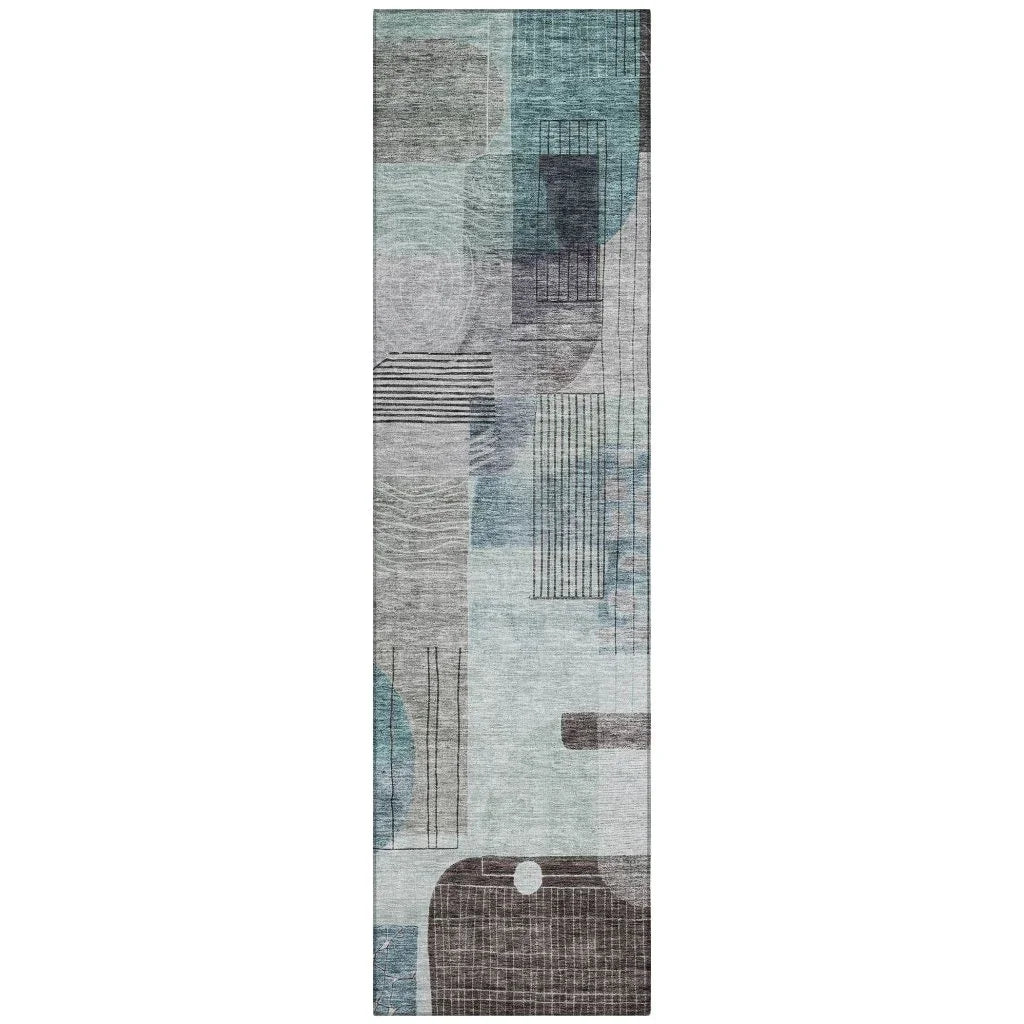 LOOMLAN Rugs Jude Teal Washable Indoor-Outdoor Rug