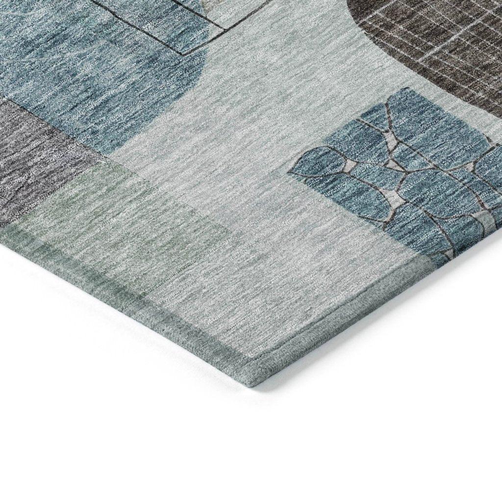 LOOMLAN Rugs Jude Teal Washable Indoor-Outdoor Rug