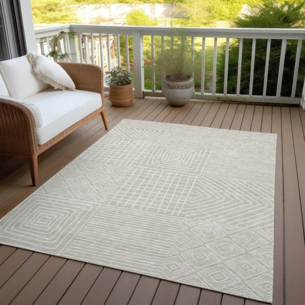 LOOMLAN Rugs Junia Beige Washable Indoor-Outdoor Rug