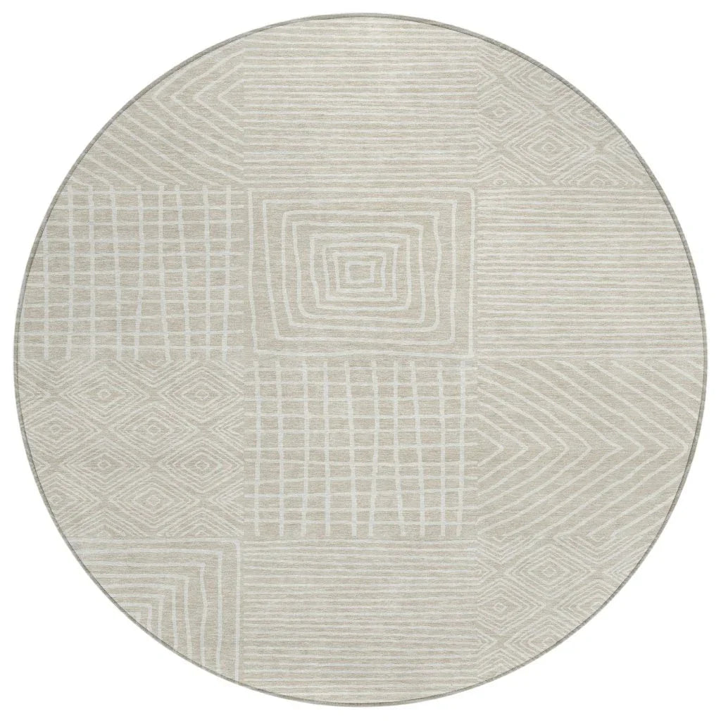LOOMLAN Rugs Junia Beige Washable Indoor-Outdoor Rug