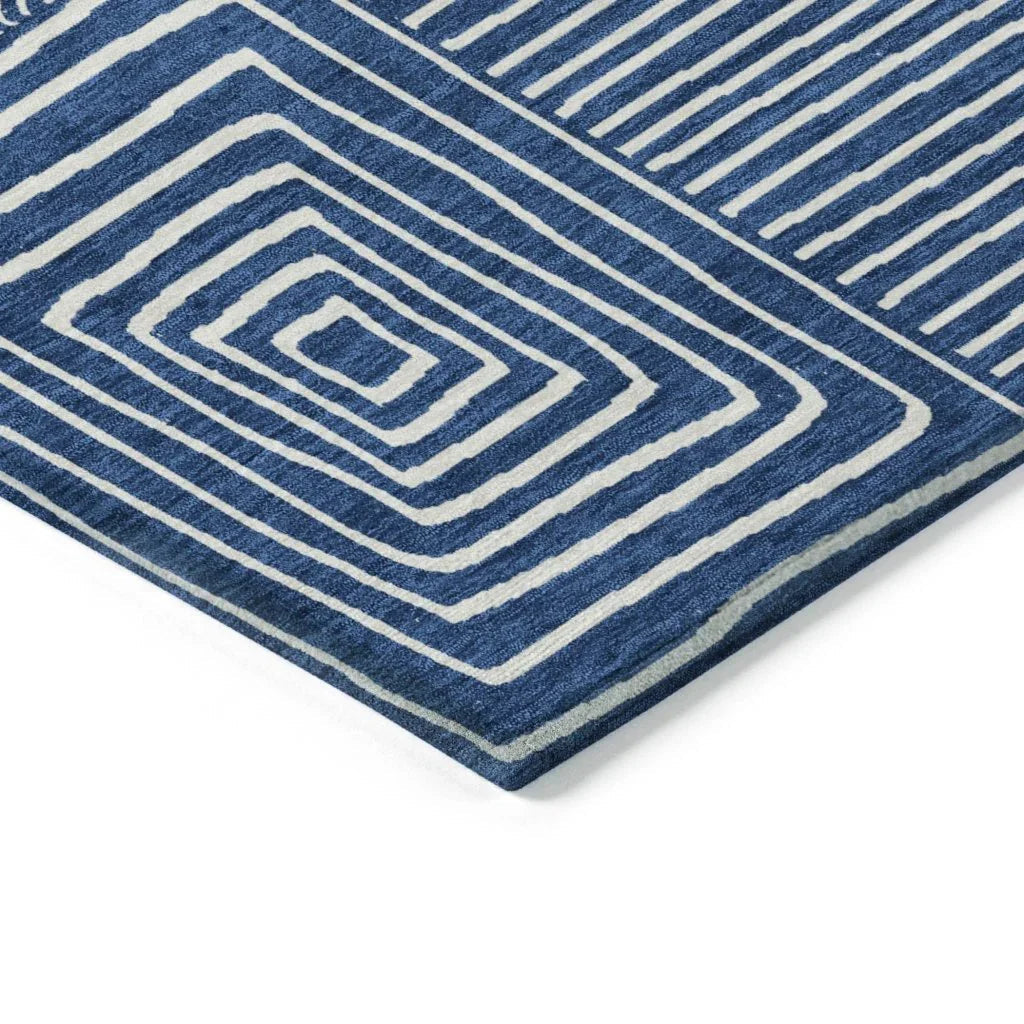 LOOMLAN Rugs Junia Blue Washable Indoor-Outdoor Rug