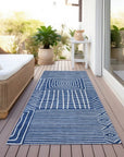 LOOMLAN Rugs Junia Blue Washable Indoor-Outdoor Rug