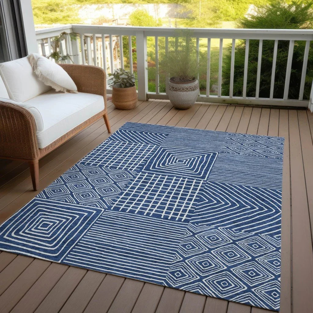 LOOMLAN Rugs Junia Blue Washable Indoor-Outdoor Rug