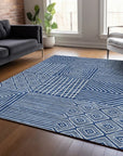 LOOMLAN Rugs Junia Blue Washable Indoor-Outdoor Rug