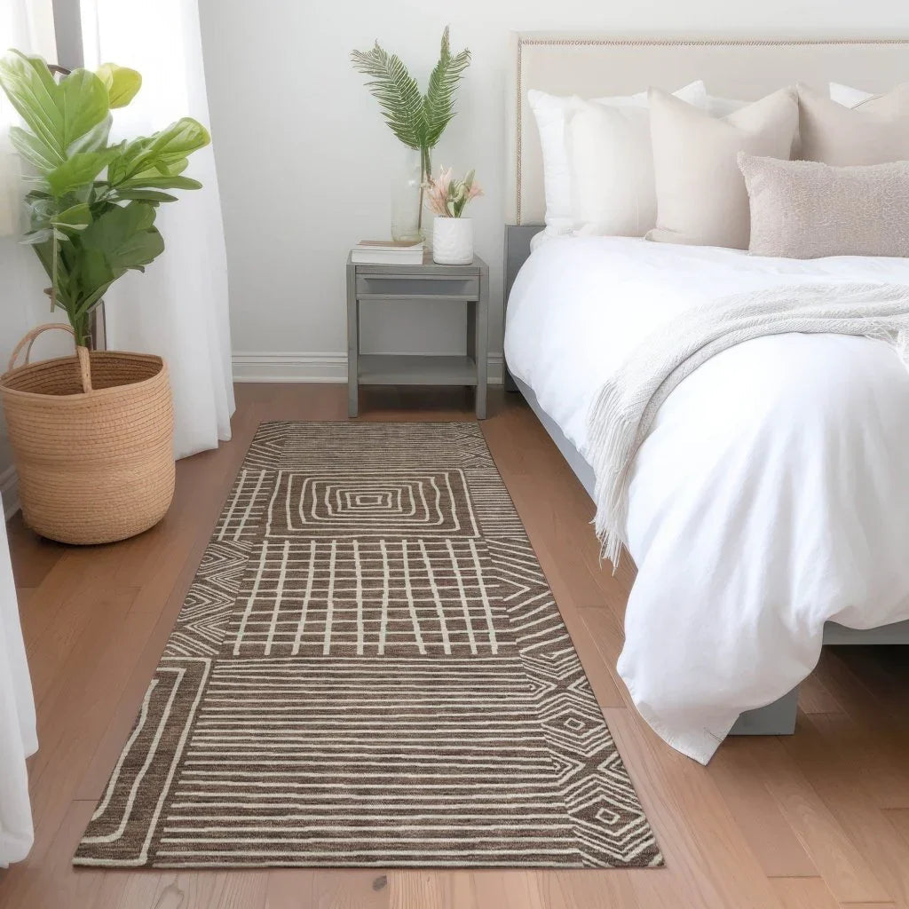 LOOMLAN Rugs Junia Brown Washable Indoor-Outdoor Rug