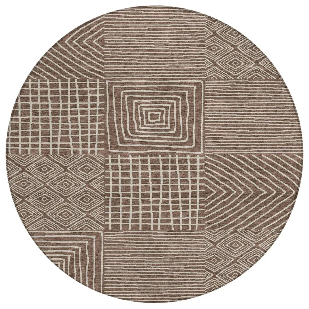 LOOMLAN Rugs Junia Brown Washable Indoor-Outdoor Rug