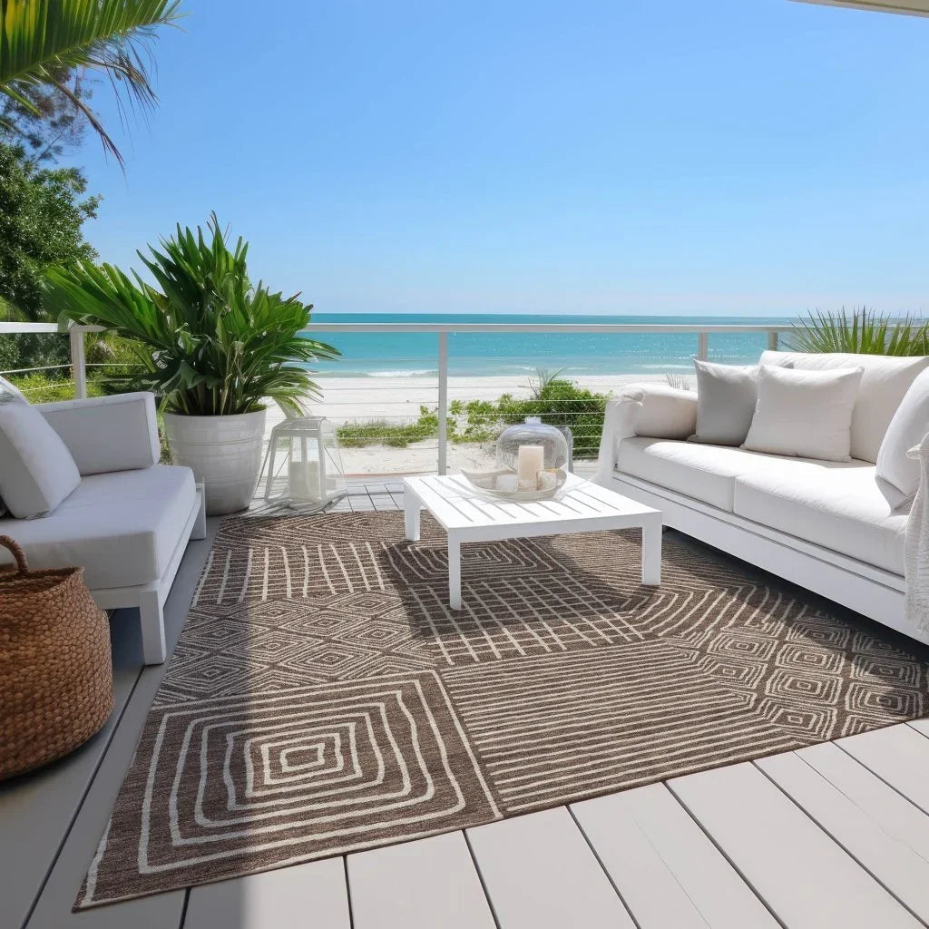 LOOMLAN Rugs Junia Brown Washable Indoor-Outdoor Rug