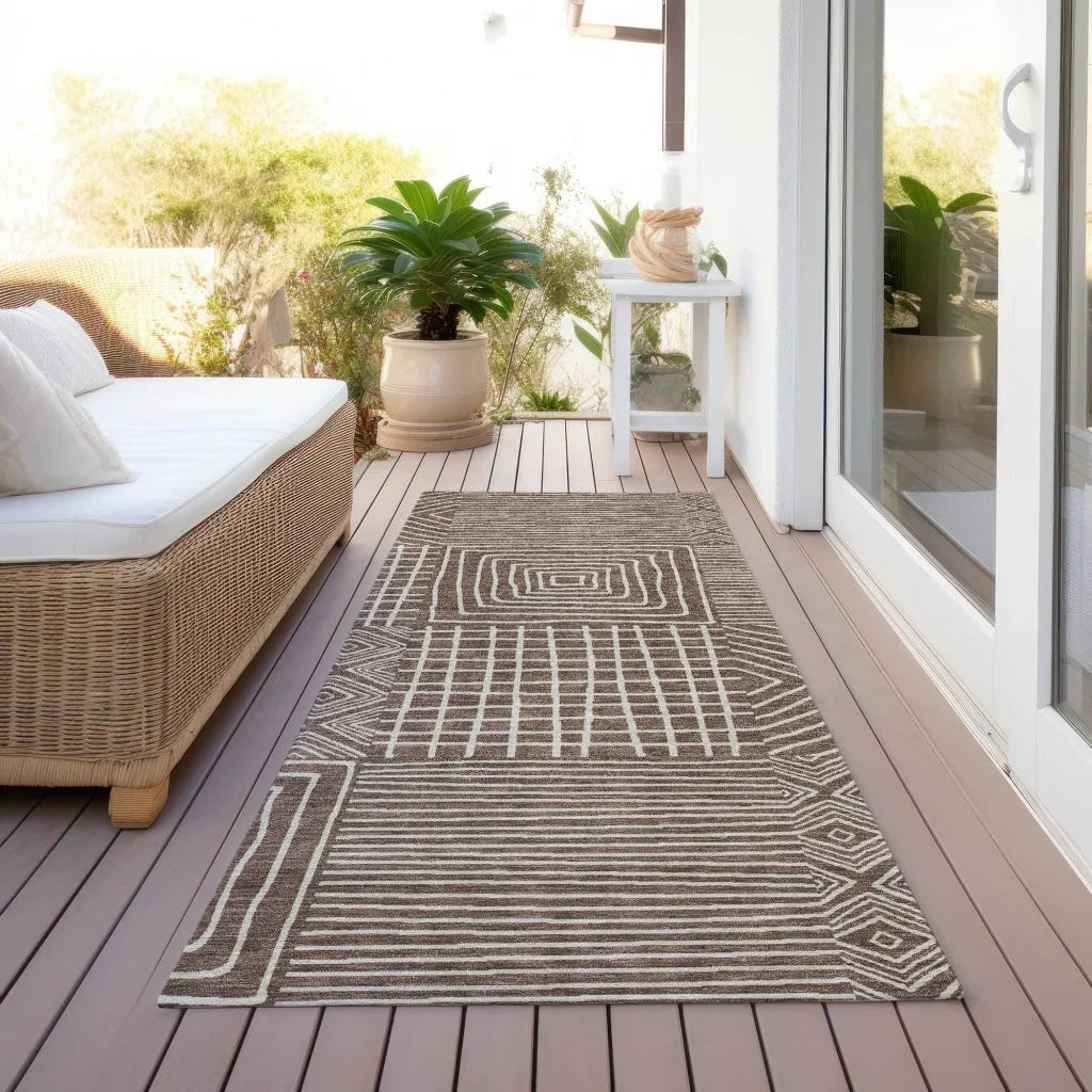 LOOMLAN Rugs Junia Brown Washable Indoor-Outdoor Rug