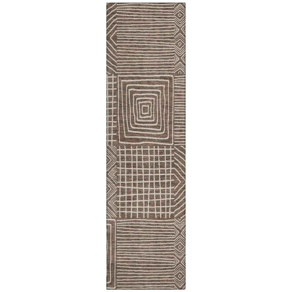 LOOMLAN Rugs Junia Brown Washable Indoor-Outdoor Rug